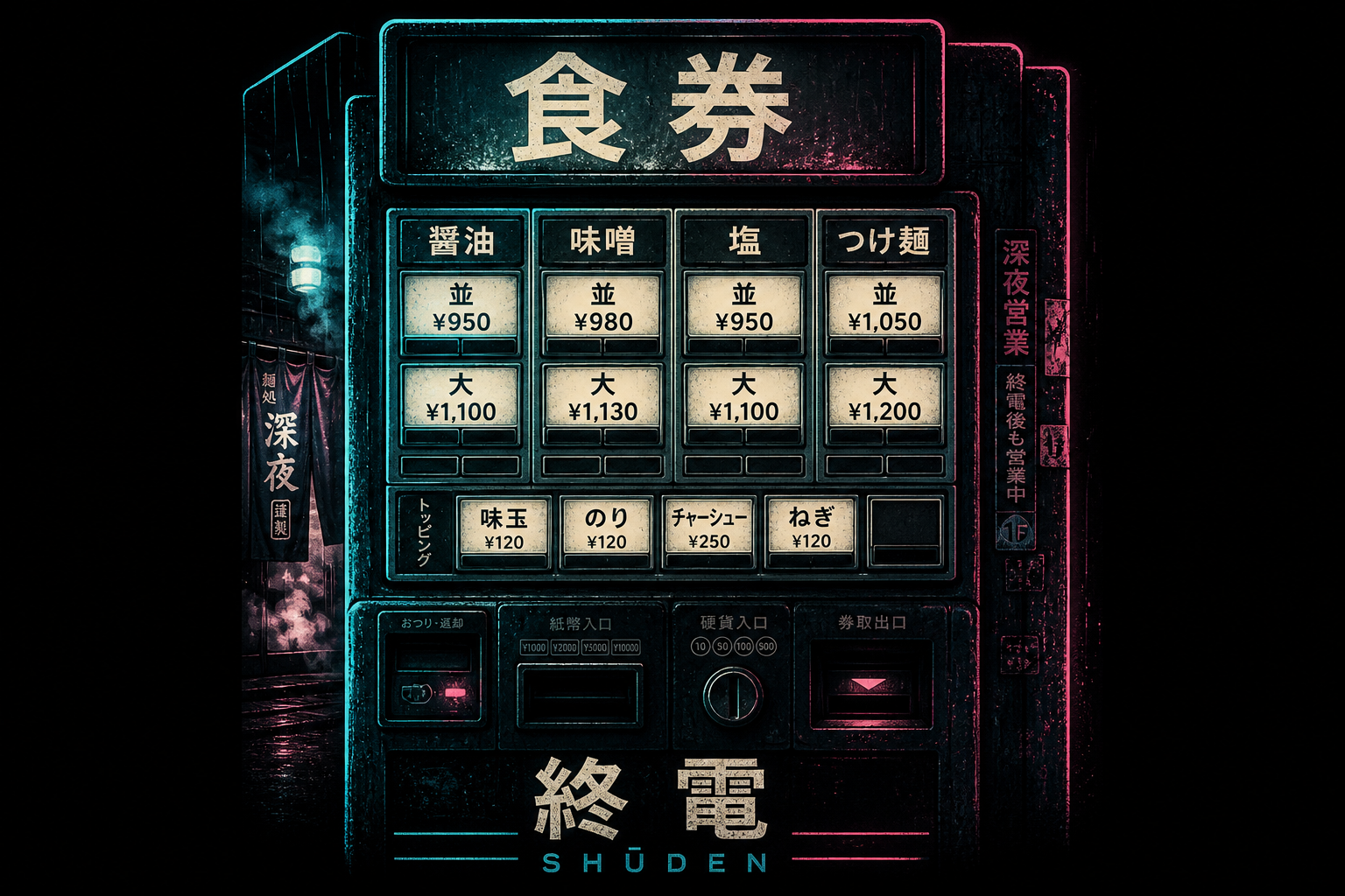 SHUDEN 食券 ticket machine print